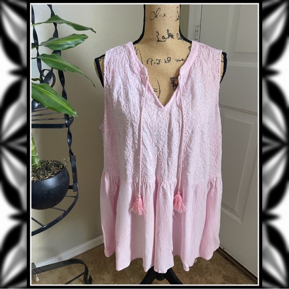 TORRID Rayon Slub Embroidered Tie Front Tank #Tslub-484r - Picture 4 of 8